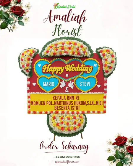 Papan Bunga Pernikahan Bakom